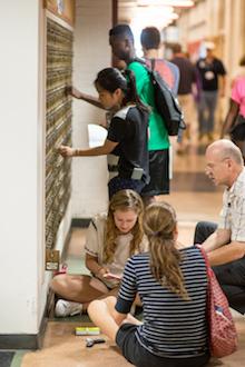 picture of students in front of mailboxes