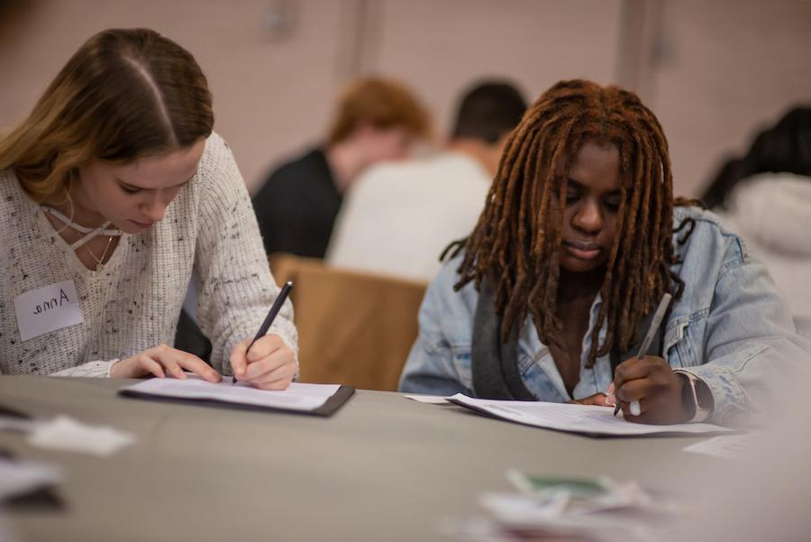 Sophomores mull over their job values and interests at the 2023 Bootcamp